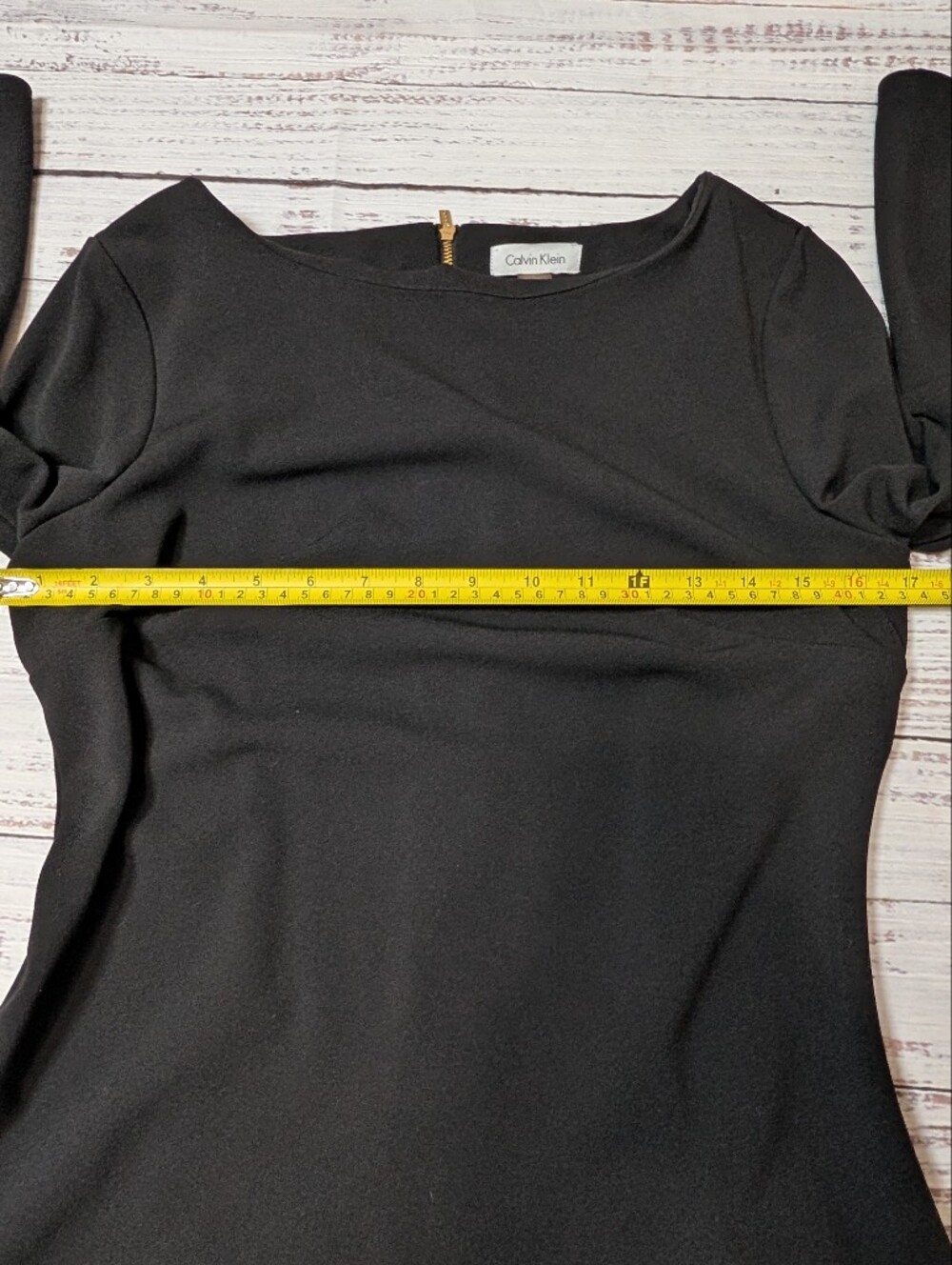 Calvin Klein Size 10 Black Bell Sleeve Sheath Dress - Picture 9 of 12